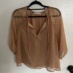 Abercrombie beige polka dot chiffon blouse. Size medium. Only worn once!